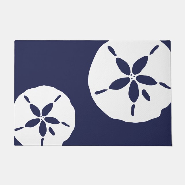 Paillasson Marine Blue Coastal Beach House Sable Nautique Dol (Devant)