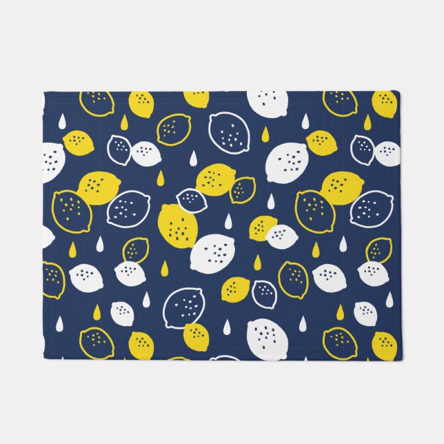 Paillasson Marine Blue Lemon Art - Refresh Citrus Design (Devant)