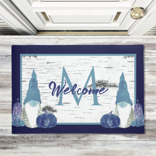 Paillasson Marine Dusty Blue Citrouille Gnomes Aspen Bois rus (Créateur téléchargé)