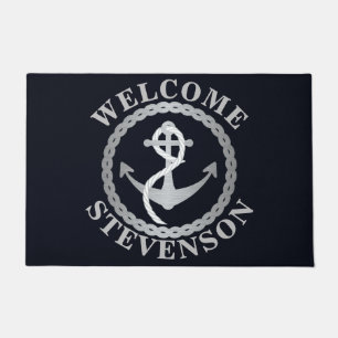 Paillasson Marine et Argent Nautique Voilier Welcome Mat