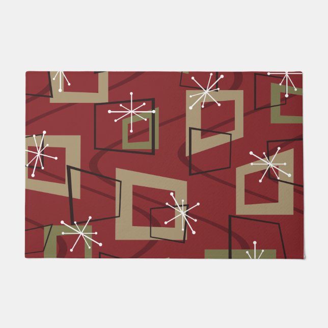 Paillasson Maroon moderne du milieu du siècle (Devant)