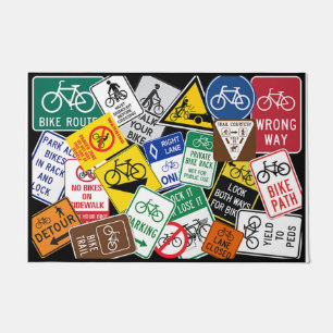 Paillasson Mat à vélo coloré, Signes de circulation branch