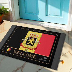 Paillasson Mat de Belgique, Drapeau Belge Sports / Bienvenue