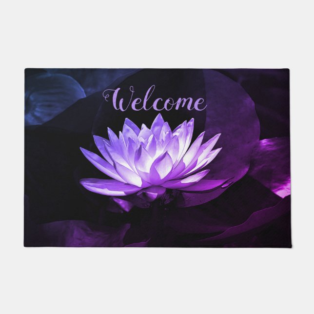 Paillasson Mat de bienvenue de Lotus pourpre (Devant)