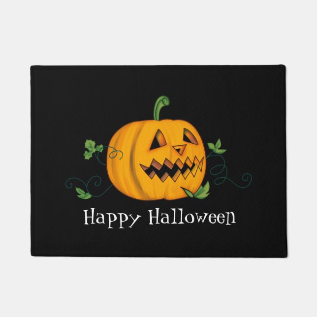 Paillasson Mat de la porte Citrouille d'Halloween (Devant)