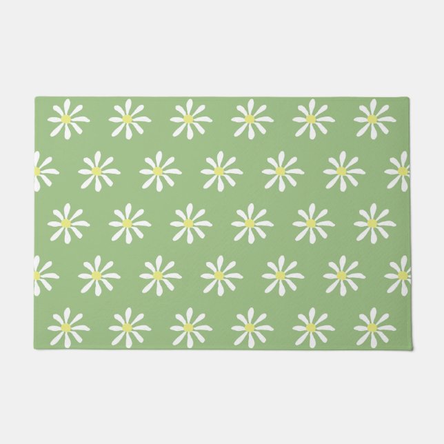 Paillasson Mat de la porte dainty Daisy (Sage Green & White) (Devant)