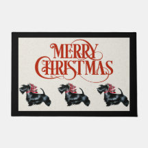 Mat de la porte de Noël écossaise Terrier