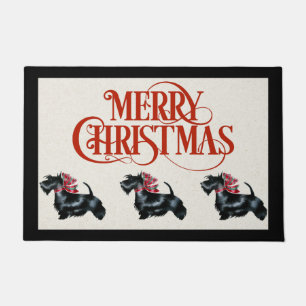 Paillasson Mat de la porte de Noël écossaise Terrier