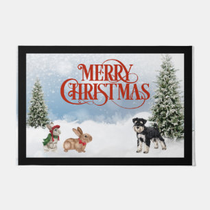 Paillasson Mat de la porte de Noël Schnauzer