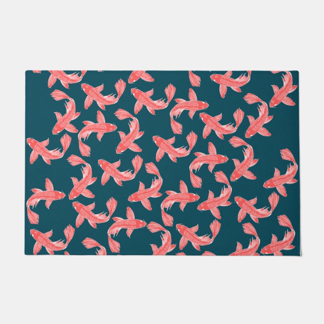 Paillasson Mat de la porte de poissons de Koi (Devant)