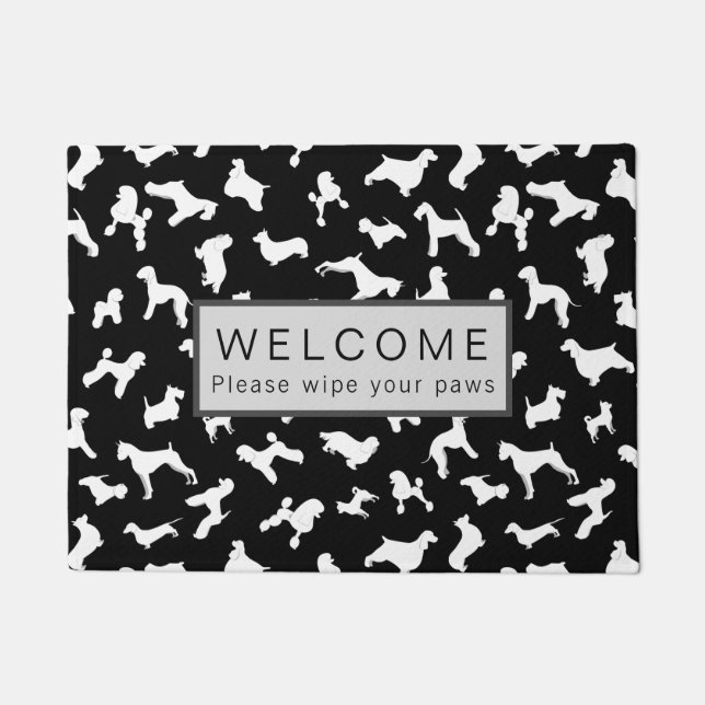 Paillasson Mat de la porte des silhouettes de chien (Devant)