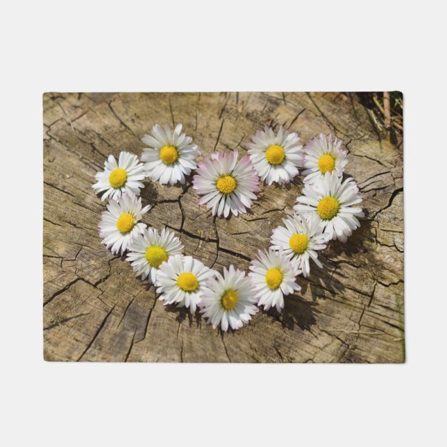 Paillasson Mat de la porte du coeur de la marguerite (Devant)