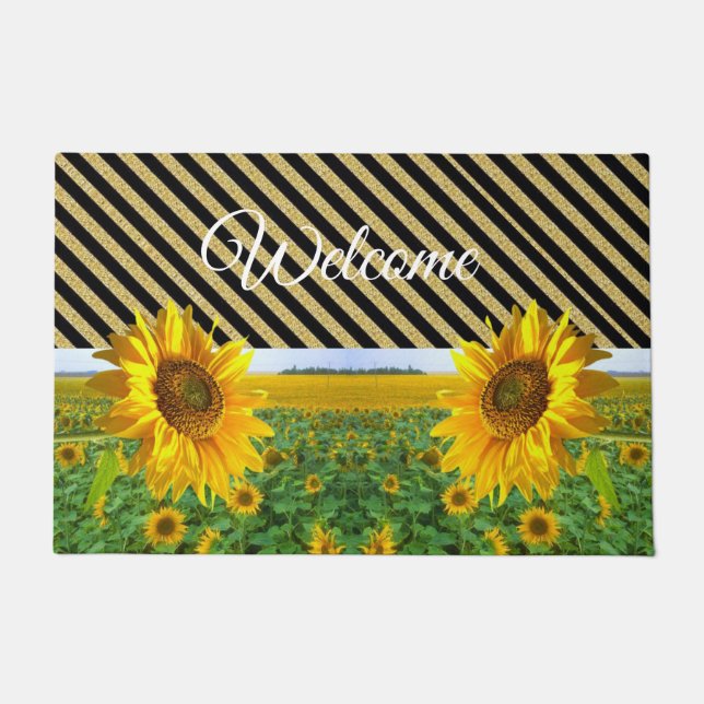 Paillasson Mat de porte à bande de tournesol (Devant)
