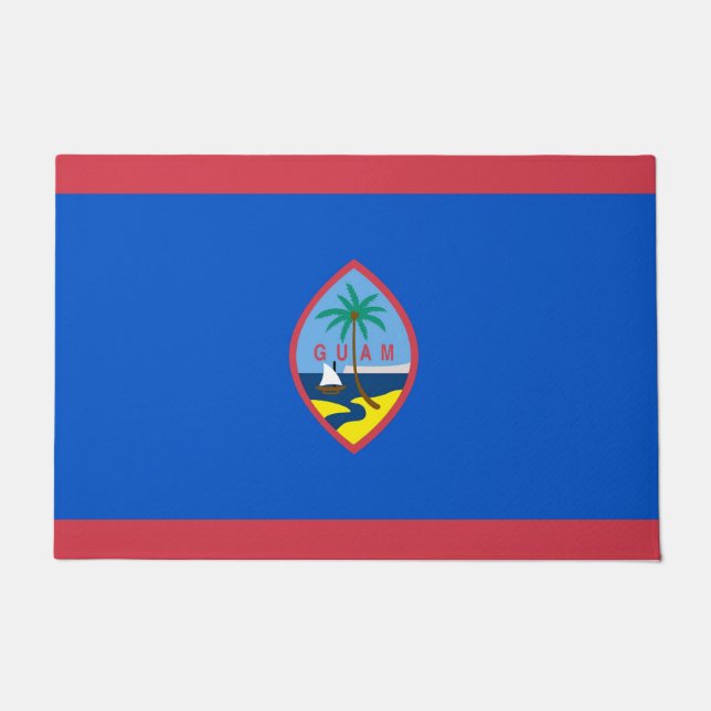 Paillasson Mat de porte avec Drapeau de Guam, USA (Devant)