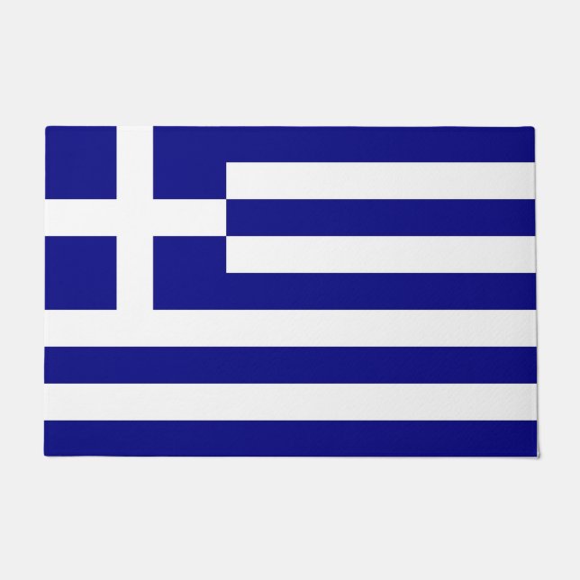 Paillasson Mat de porte avec drapeau de la Grèce (Devant)