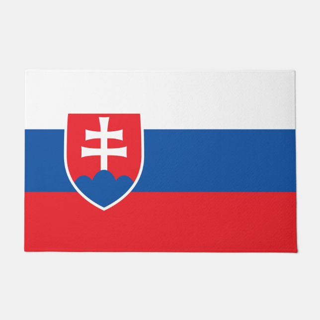 Paillasson Mat de porte avec drapeau de la Slovaquie (Devant)