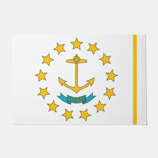 Paillasson Mat de porte avec drapeau de l'État de Rhode Islan (Devant)