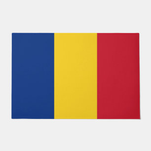 Paillasson Mat de porte avec drapeau de Roumanie