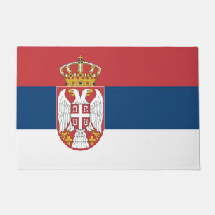 Paillasson Mat de porte avec Drapeau de Serbie