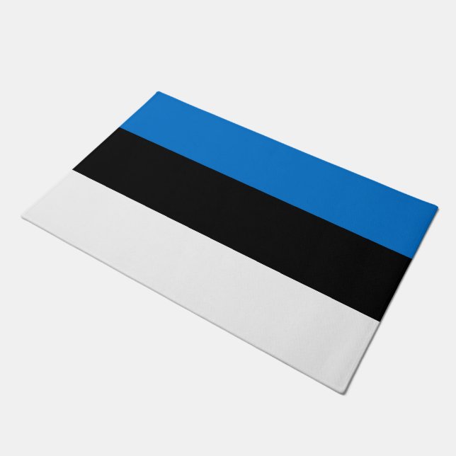 Paillasson Mat de porte avec drapeau d'Estonie (Incliné)
