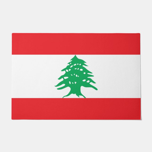 Paillasson Mat de porte avec drapeau du Liban (Devant)