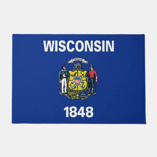 Paillasson Mat de porte avec Drapeau du Wisconsin, USA