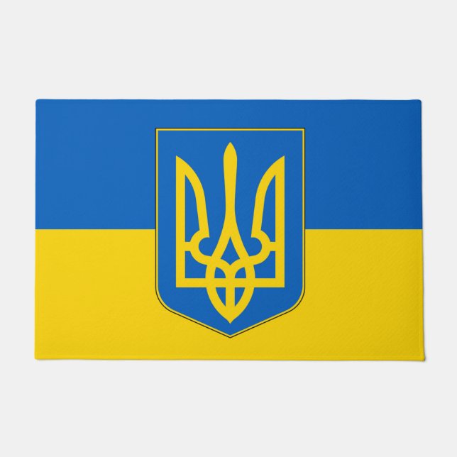 Paillasson Mat de porte avec drapeau d'Ukraine (Devant)
