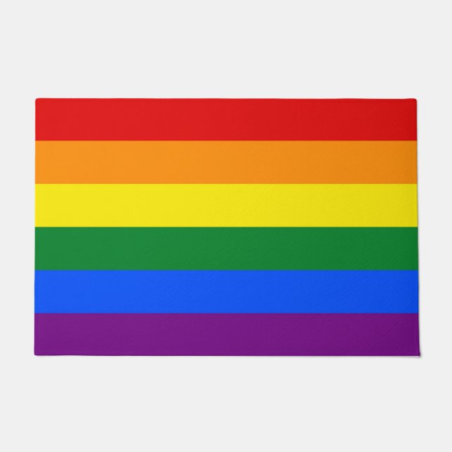 Paillasson Mat de porte avec Rainbow Pride drapeau LGBT (Devant)