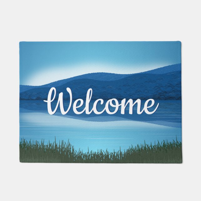 Paillasson Mat de porte "Bienvenue" du lac Rustique (Devant)