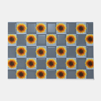 Paillasson Mat de porte bleu tournesol