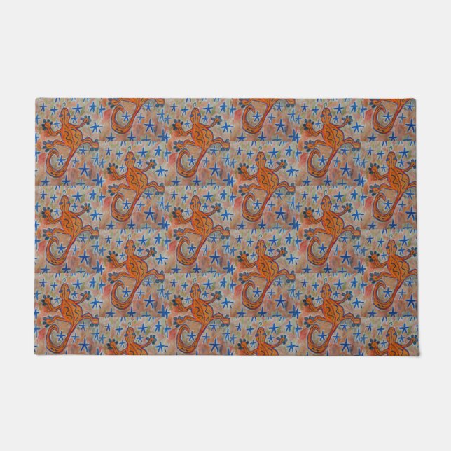 Paillasson Mat de porte Orange Gecko (Devant)