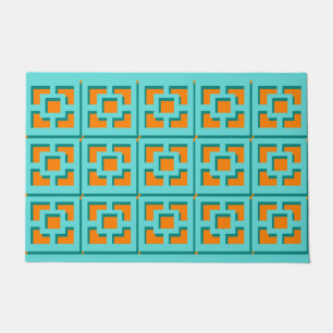 Paillasson Mat de porte Turquoise et Orange Trellis