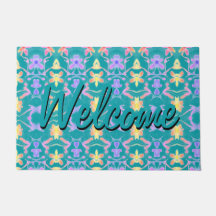 Mat De Porte Turquoise Moderne Avec Un Joli Motif