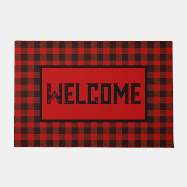 Paillasson Matelas de bienvenue rouge et noir (Devant)
