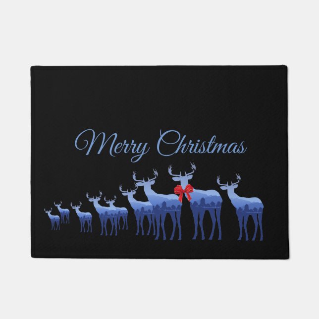 Paillasson Matelas de vacances Joyeux Noël Cerf Bleu/Elk (Devant)