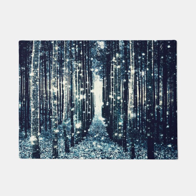 Paillasson Matelas : Forêt magique Élégance gris Turquoise (Devant)