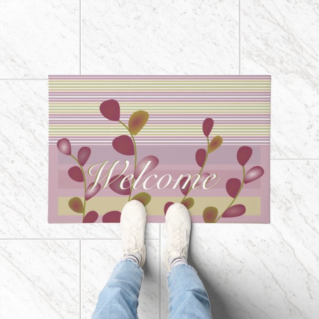 Paillasson Mauve Rose Et Vert Clair (Intérieur)