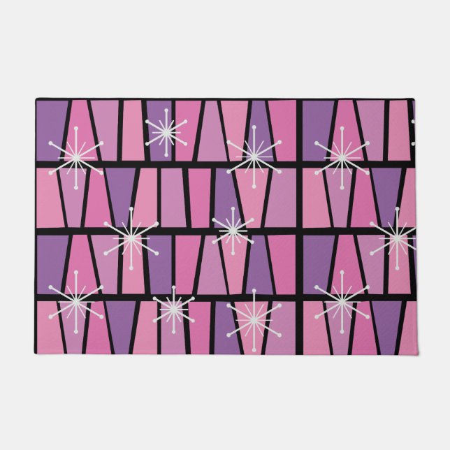 Paillasson MCM géométrique Abstrait rose violet (Devant)