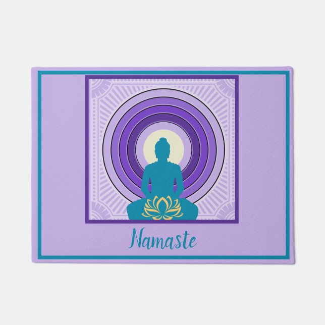 Paillasson Méditation Namaste Buddha Yoga Bienvenue spirituel (Devant)