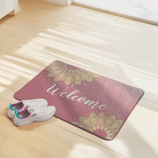 Paillasson Méditation Yoga Instructeur Rose Gold Mandala Lotu (Créateur téléchargé)