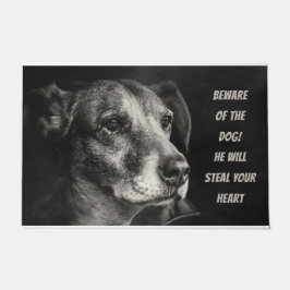 Paillasson Méfiez-vous du chien, photo de l'animal de compagn