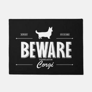 Paillasson Méfiez-Vous Du Matelas De Porte Corgi (Cardigan)