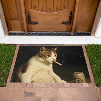 Paillasson Meme de chaton cigarette drôle de chat qui fume Ge