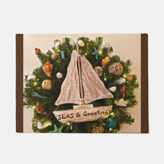 Paillasson Mer Côtière Tropicale & Salutations Plage Noël (Devant)