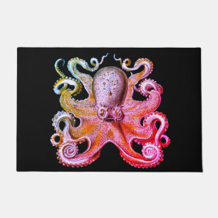 Paillasson Mer marine déco de pieuvre d'accueil rose mat
