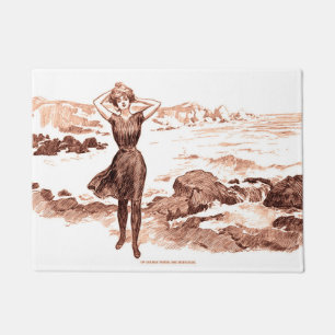 Paillasson Mermaid Beach Gibson Girl Victorian Antique