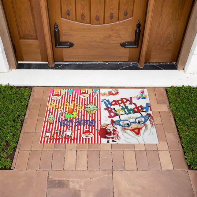 Paillasson Merry Christmas Happy Birthday Matt Doormat (De plein air)
