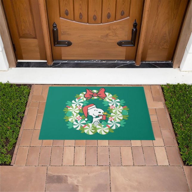 Paillasson Merry Christmas Peppermenthe Holiday Wreath (De plein air)