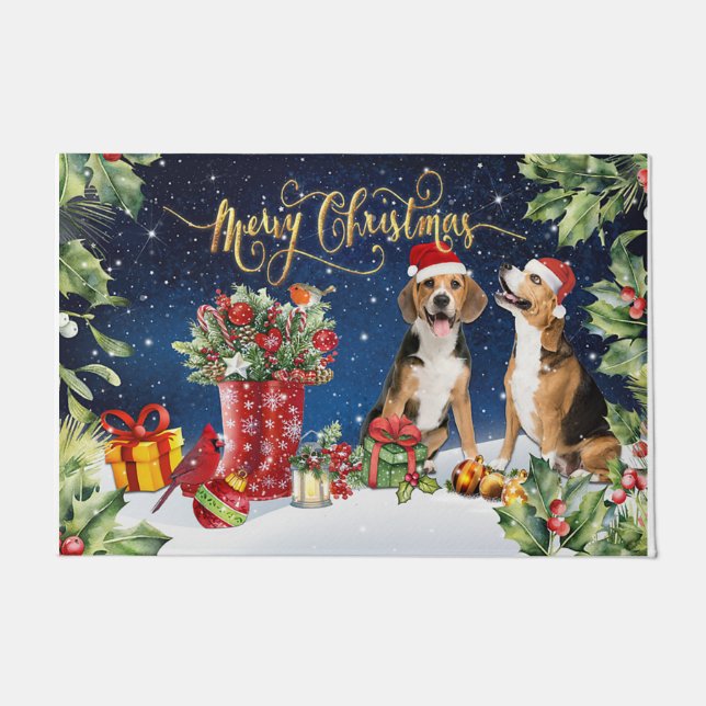 Paillasson Merry Christmas Present, Xmas Dogs (Devant)