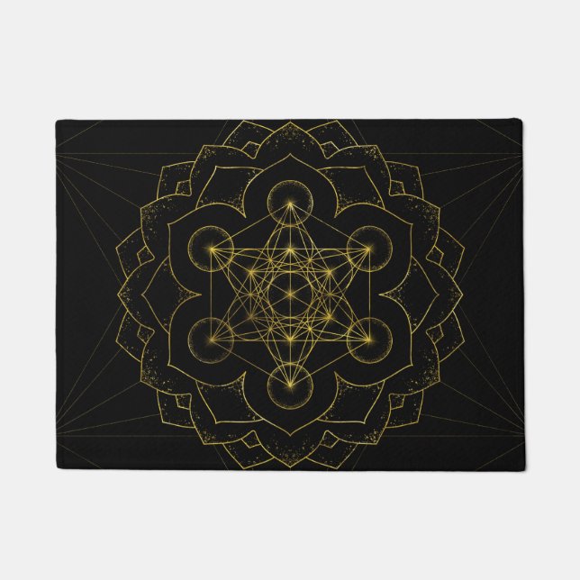 Paillasson Métatron's Cube in lotus Sacred Geometry (Devant)